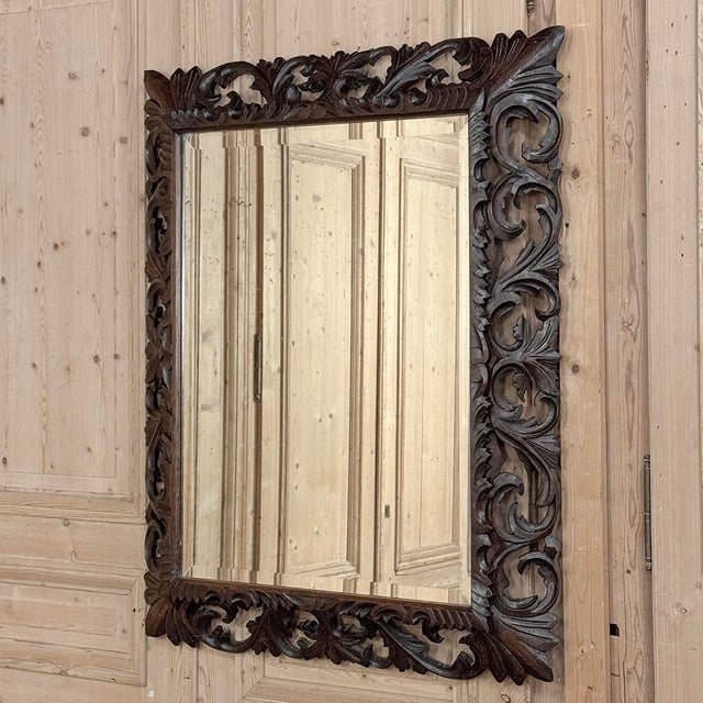 19th Century Renaissance Revival Hand-Carved Oak Mirror For Sale In Dallas - Image 6 of 15