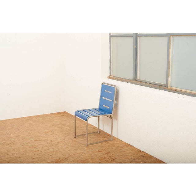 Vintage Garden Chair in Steel, Plywood, and Wood Slats For Sale - Image 11 of 13