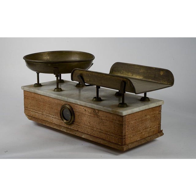 Antique Scale with Marble Top & Brass Plates, Italy, 1900s For Sale - Image 16 of 18