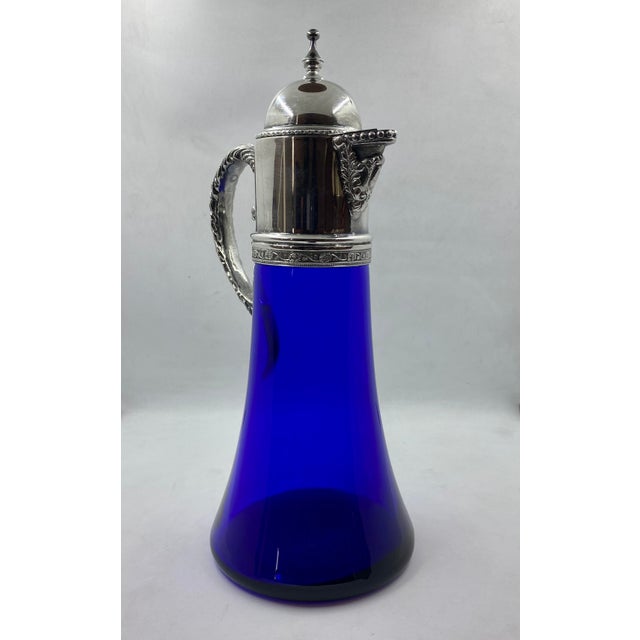 Austrian Vintage Cobalt Blue Glass Jug For Sale - Image 4 of 11