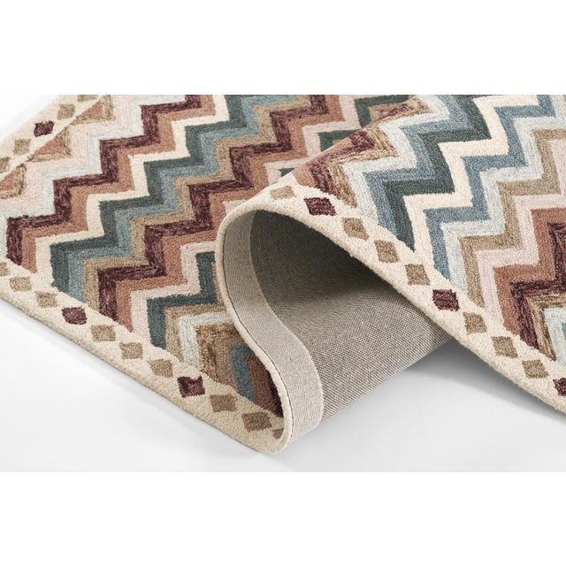 Erin Gates by Momeni Abbot Blue & Taupe Chevron Wool Rug 3'6" X 5'6" For Sale - Image 12 of 12
