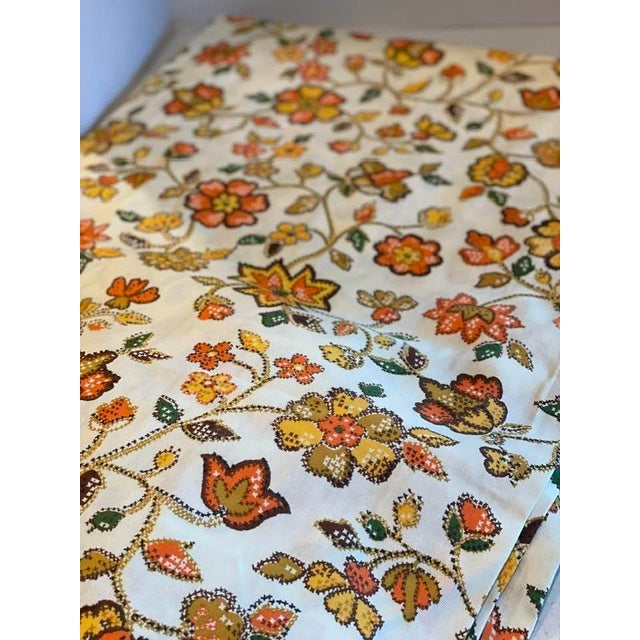 2 Pairs Vintage Early 70s Groovy Mod Retro Flower Power Pinch Pleat Curtains. Botanical Jacobean Pattern on Durable...