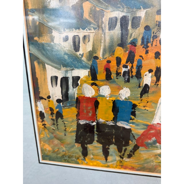 Late 20th Century Patrick Bergsma Township Scene Signed Painting, Circa 1996 For Sale - Image 5 of 12