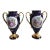 Pair of Limoges Castel 22k Gold Decorated Cobalt Porcelain Two Handled Vases For Sale