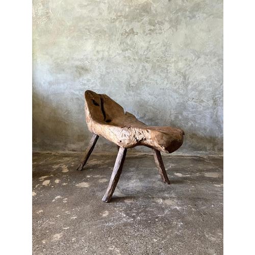 Bench or Small Inclined Resting Chair in Upcycled Organic Solid Teak For Sale - Image 16 of 18