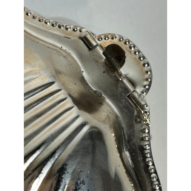 Vintage English Silver Plate Shell Caviar Dish With Glass Liner, Coastal Regency Style For Sale - Image 10 of 10