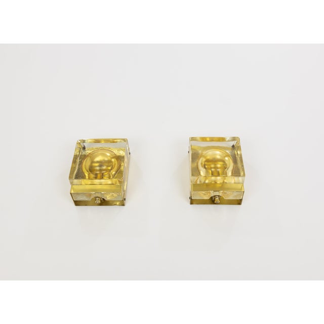 Metal Gold Maritim Glass and Brass Wall Lamps by Vitrika, 1970s, Set of 2 For Sale - Image 7 of 9