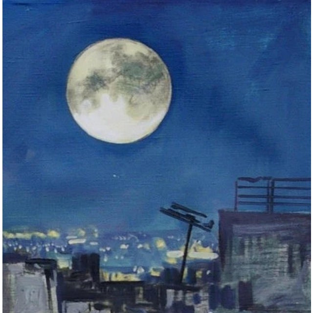 Realism Paris Rooftops Oil Painting, Cats Under Moonlight, Ukrainian Artist 79,5-80 For Sale - Image 3 of 6