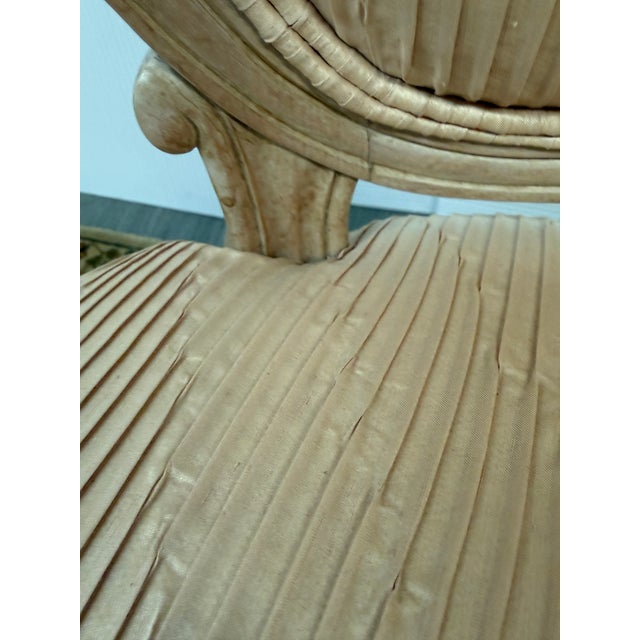 Gustavian Reproduction Parlor Chair in Pleated Silk For Sale - Image 10 of 12