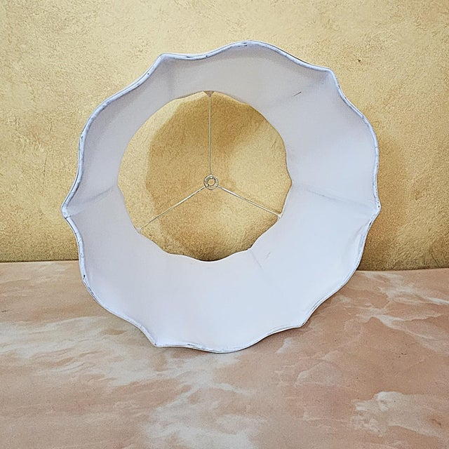 Vintage Brass & Faux Leather Table Lamp With Off‑White Silk Shade — 26.5" For Sale - Image 14 of 18