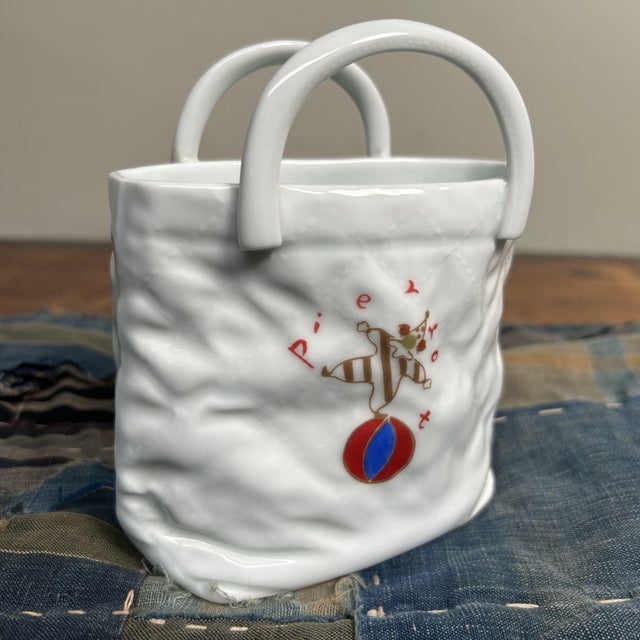 Porcelain Handbag Vase by Pierrot for Hasami Ware, 1980s For Sale - Image 4 of 11