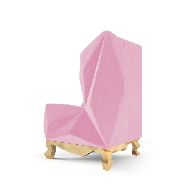 Velvet pink rockchair by Royal Stranger Dimensions: width 98 cm x height 135 cm x depth 99 cm Different upholstery colors...