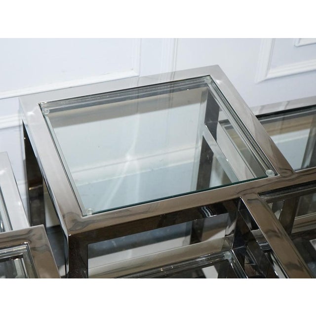 Art Deco Style Glass and Polished Stainless Steel Side Tables from Casa Padrino, Set of 2 For Sale - Image 3 of 16