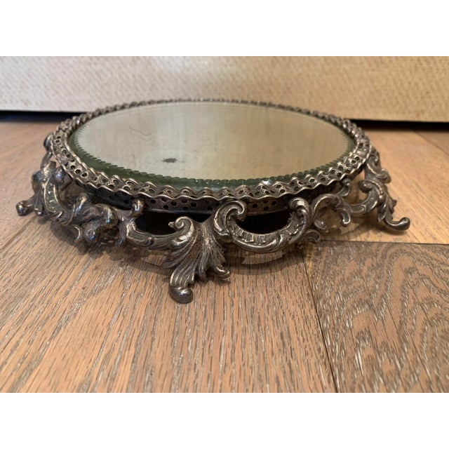 Vintage Silver-tone metal and Mirror Plateau