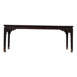 Early 19th Century Chinese Elm Console Table With Carved Spandrels For Sale