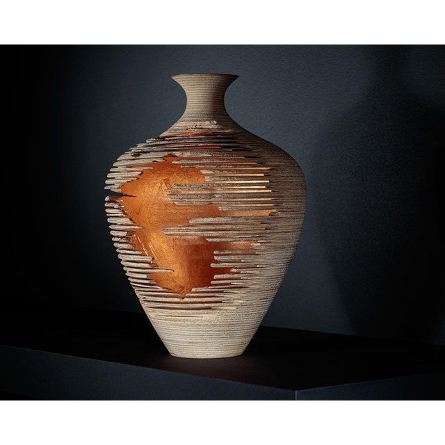 Marc Fish, Contemporary, Ash, Rose Gold Leaf, Three Triptych Vessels, Uk, 21st C For Sale In New York - Image 6 of 12