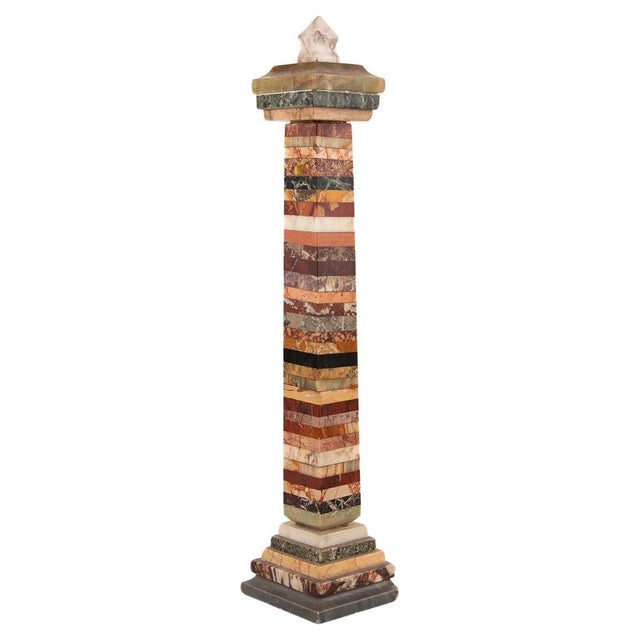 Grand Tour Specimen-Marble Obelisk, Italian, 19th century A jewel-like tabletop obelisk built from alternating bands of...