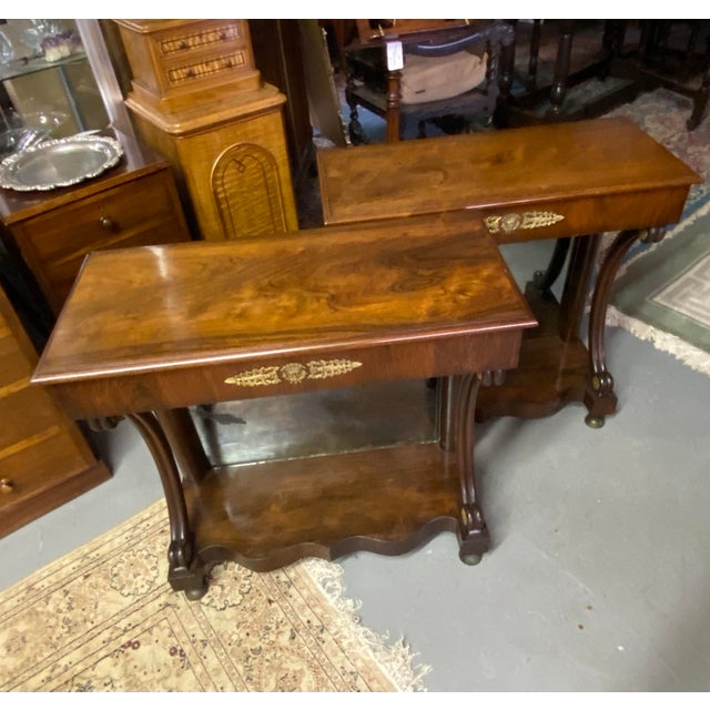 French Pair 19thc French Rosewood Mirrored Console Tables For Sale - Image 3 of 7