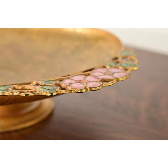 Bronze Louis Comfort Tiffany Furnaces Favrile Bronze Doré and Enamel Footed Centerpiece Bowl or Tazza For Sale - Image 8 of 12
