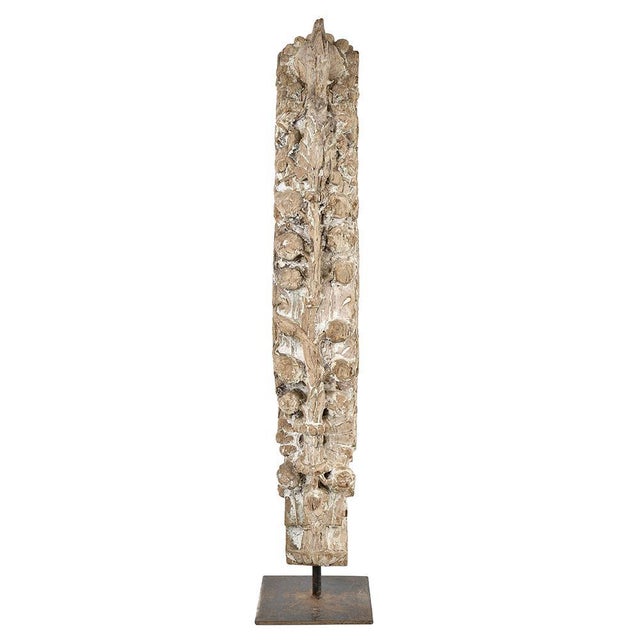 This antique teak sculpture on a base is a remarkable relic of traditional Indian architecture. Handcrafted, it reveals...