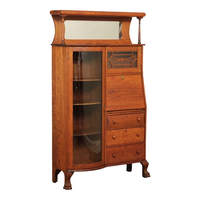 Antique Victorian Oak Side by Side Secretary Desk Curio Chairish