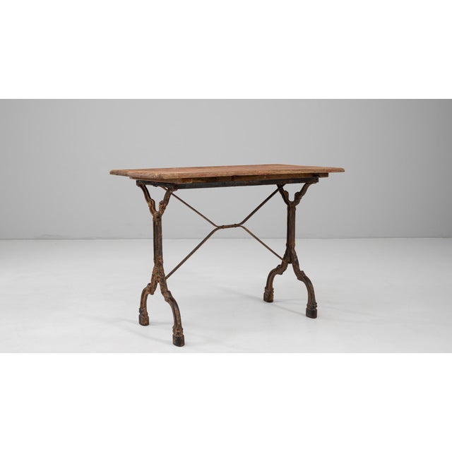 1900 - 1909 1900s French Bistro Table With Base Cast Iron & Wooden Top For Sale - Image 5 of 18