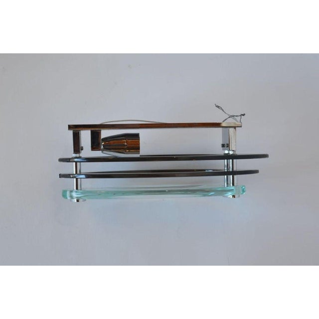 1960s Pair of 1960's Fontana Arte Chrome and Tri-Level Glass Sconces For Sale - Image 5 of 7