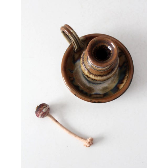 Vintage Handmade Studio Pottery Oil Lamp For Sale - Image 12 of 13