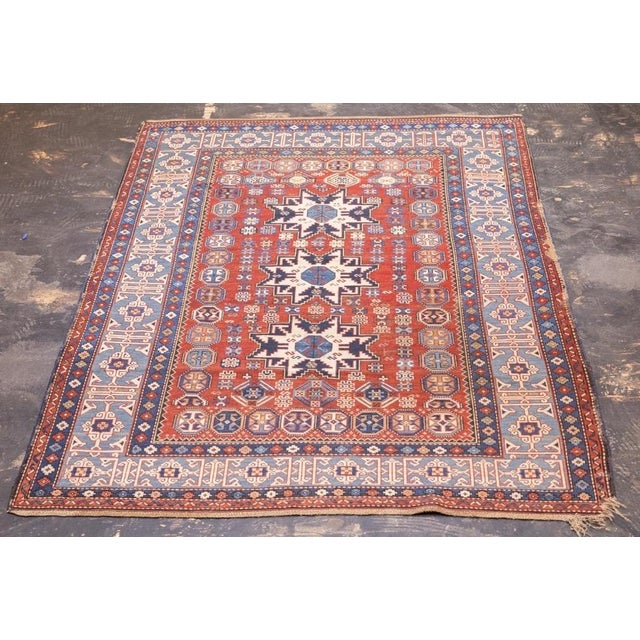 Antique Caucasian Lezgi Rug 4'2" X 6’4" For Sale In New York - Image 6 of 12