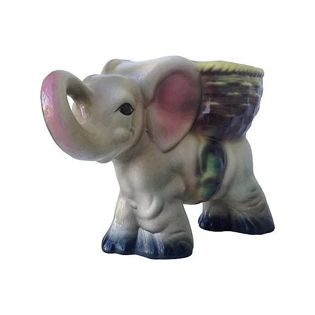 1950s 1950's Ceramic Glazed Elephant Plant Holder For Sale - Image 5 of 7