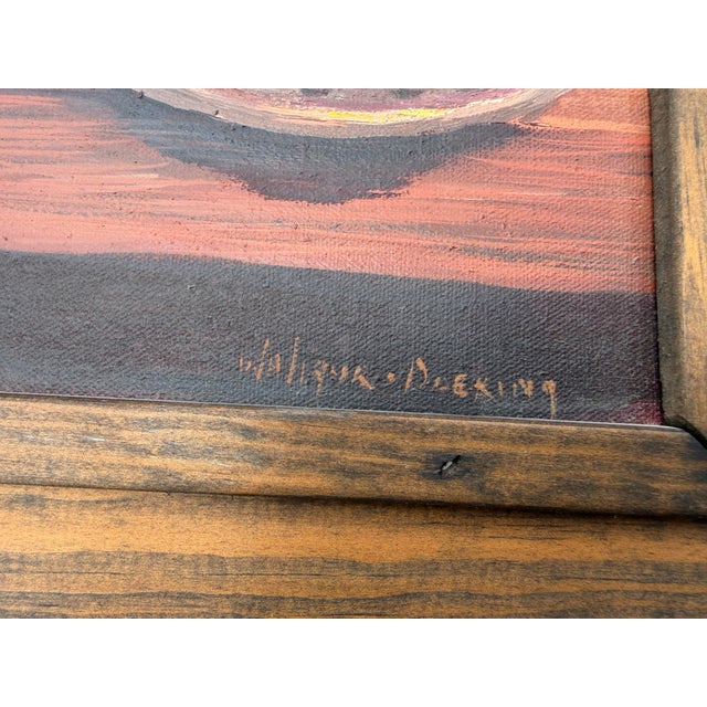 Vintage Original Trompe-L’Oeil Western Still Life Oil Painting in Rustic Wood Frame For Sale - Image 9 of 12