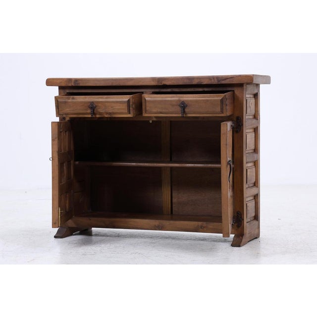 Spanish Baroque Style Walnut Chest of Drawers with Iron Fittings, 1960s For Sale - Image 6 of 15