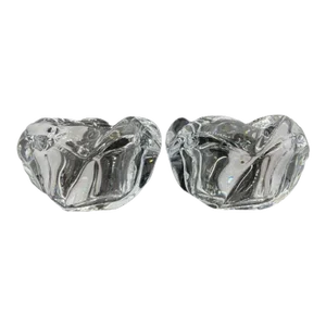 Late 20th Century Crystal Votives in an Overlapping 5-Petal Design - a Pair