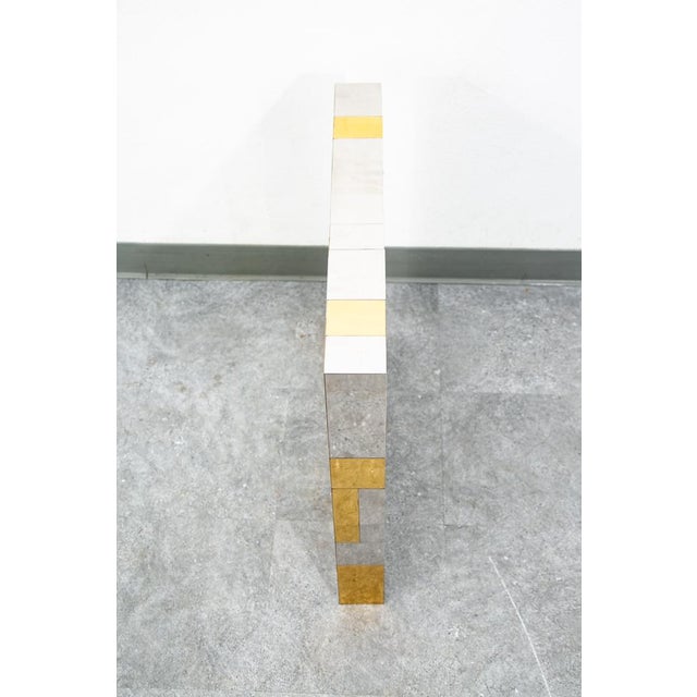 Mid Century Modern Mirror Wall Art Chrome Brass Gold Paul Evans Cityscape Square For Sale - Image 10 of 12