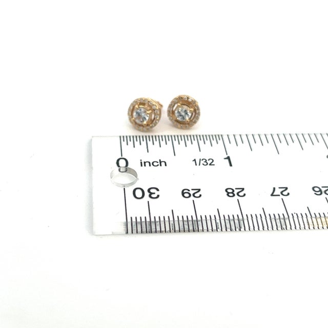 Natural White Sapphire Diamond Stud Earrings 14k Yellow Gold 0.97 TCW Certified For Sale - Image 10 of 11