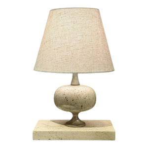 French Art Deco Travertine Table Lamp