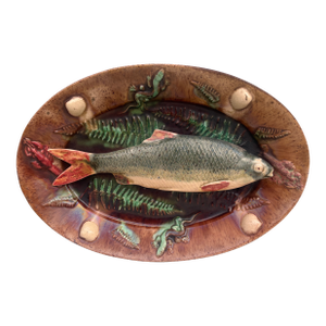 19th French Majolica Palissy Fish Wall Platter