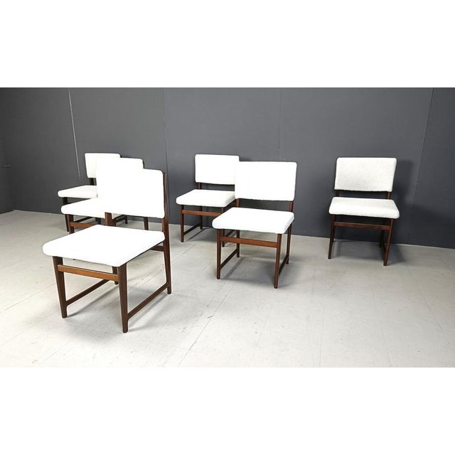 White Mid-Century Scandinavian Teak Dining Chairs, 1960s, Set of 6 For Sale - Image 8 of 12