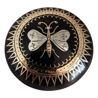 Victorian Faux Tortoiseshell Gold and Silver Piqué Butterfly Brooch, 1880 For Sale