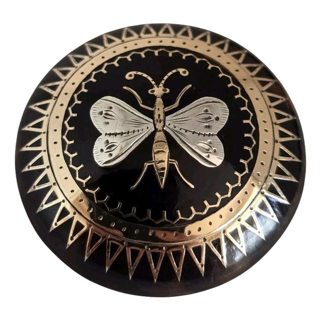 Victorian Faux Tortoiseshell Gold and Silver Piqué Butterfly Brooch, 1880 For Sale
