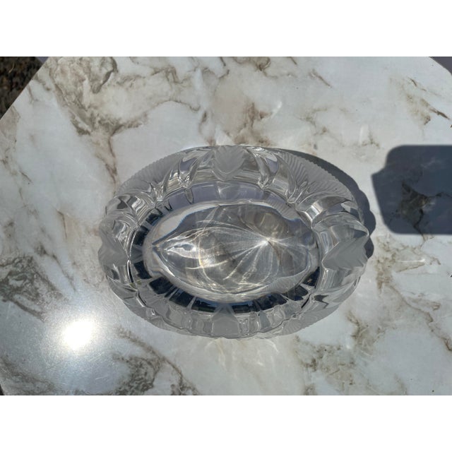 1920s Ard Deco Etched Cut Glass Candy Dish Tulip Flower For Sale - Image 4 of 5