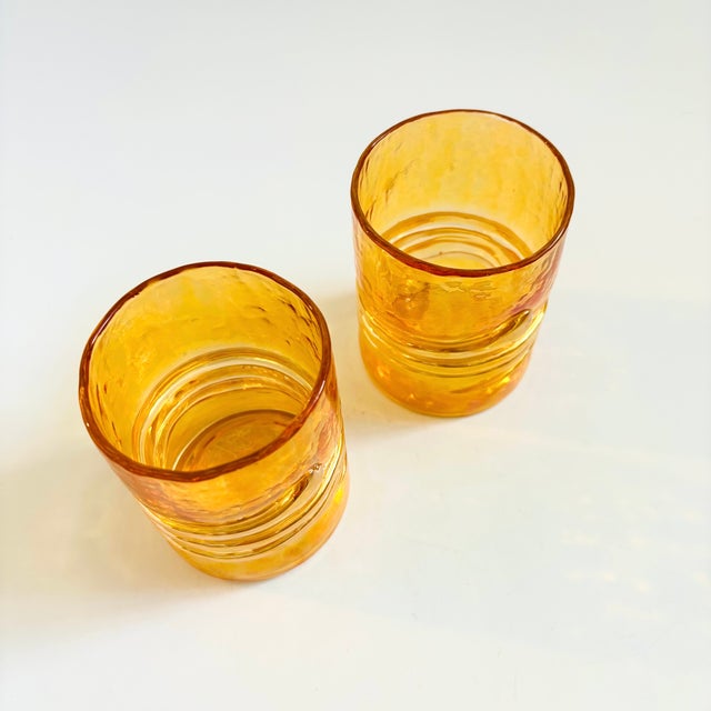 Postmodern Esteban Prieto Iridescent Orange Lowball Tumblers - Set of 2 For Sale - Image 3 of 10