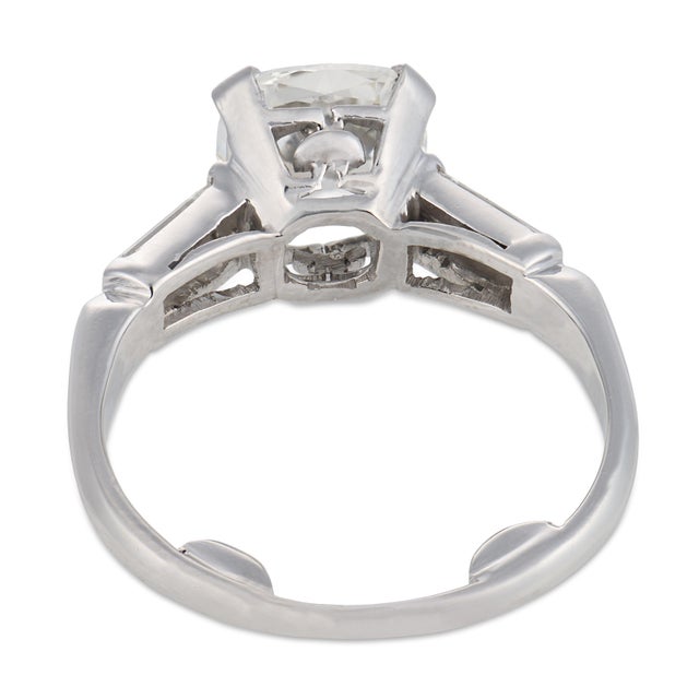 Mid Century Gia 1.51 Carat Diamond Platinum Engagement Ring, Size 5 For Sale In Los Angeles - Image 6 of 6