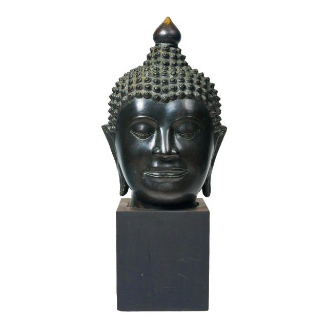 Monumental Antique Thai Buddha Head Circa Late 19th C For Sale