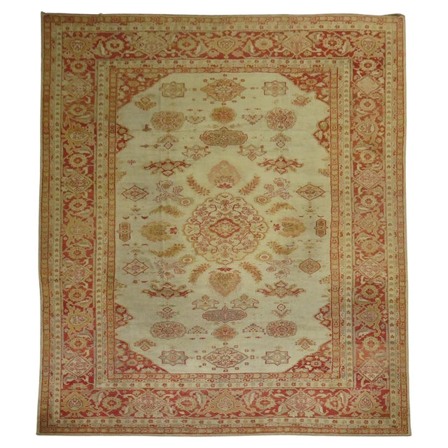 Antique Ivory Sultanabad Persian Carpet For Sale - Image 15 of 18