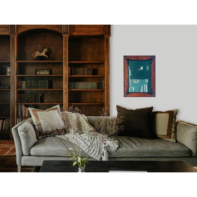 2020s “Cabin Fern" Green Abstract Art in Antique Frame, Transitional Living Room Art by JTS For Sale - Image 5 of 9