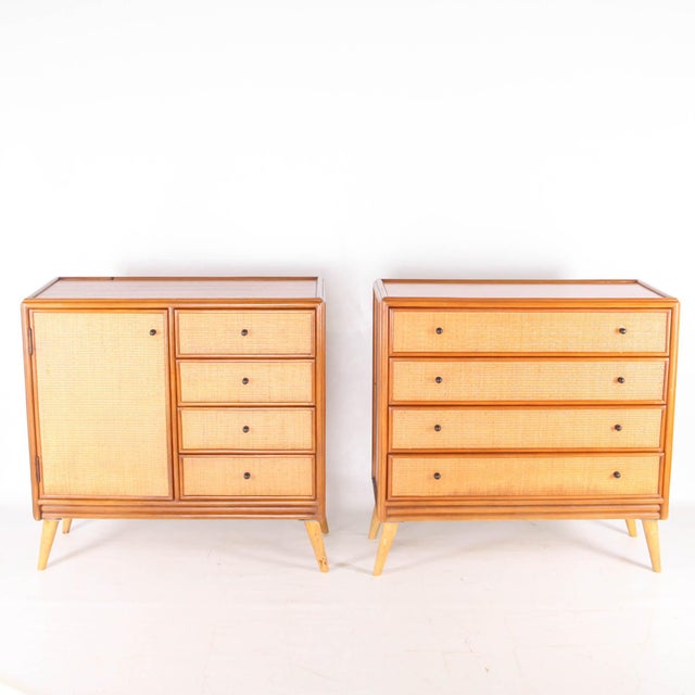 Raffia and Wood Chests of Drawers, 1970s, Set of 2 For Sale - Image 13 of 18