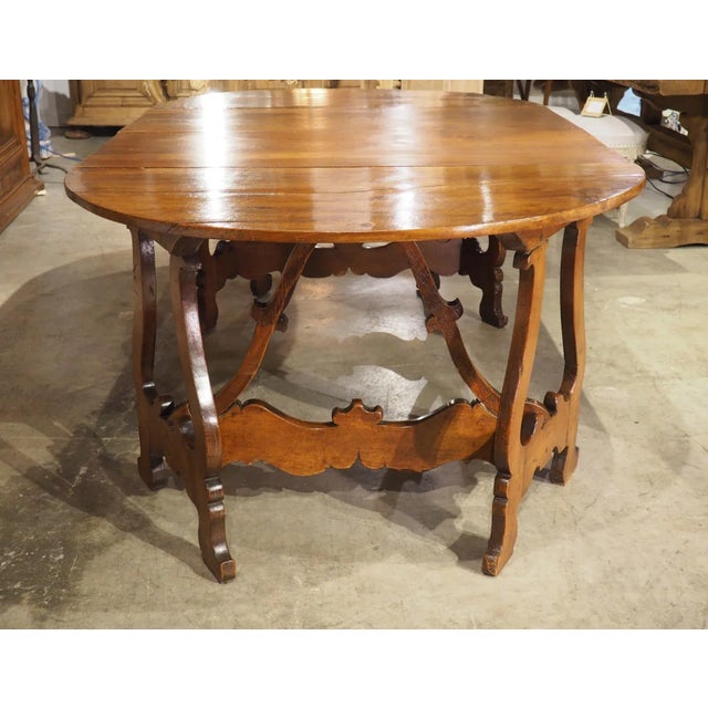 Brown Pair of 18th Century Walnut Demi-Lune Consoles or Dining Table, Piedmont, Italy For Sale - Image 8 of 12