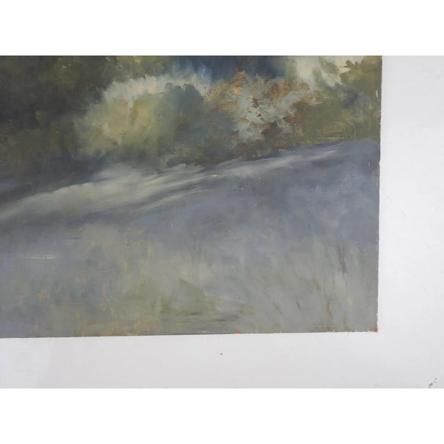 Rustic Impressionist Lakeside Landscape Painting For Sale - Image 3 of 7