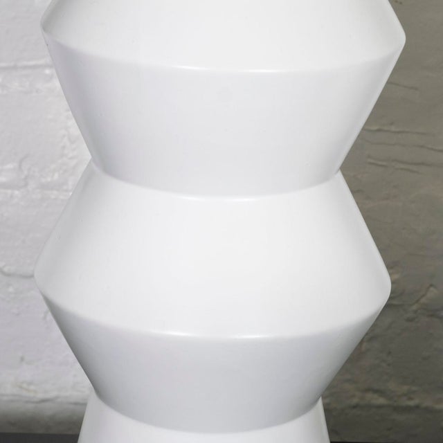 White Pair of Angular Ceramic Table Lamps For Sale - Image 8 of 8